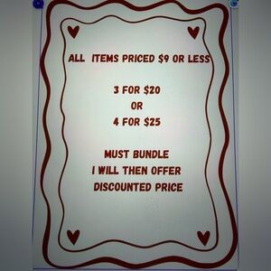 3 for $20 or 4 for $25